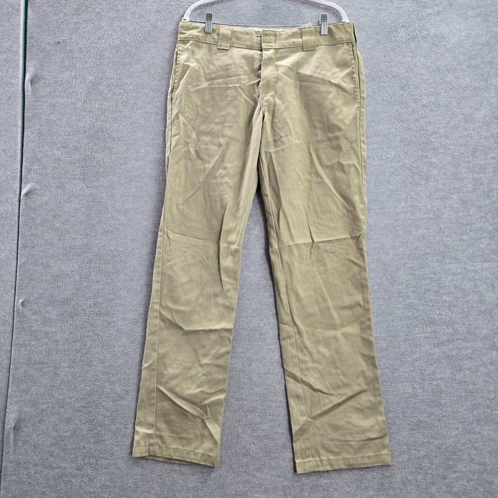 Dickies Men Pants 34x34 Beige Chino Slim Straight Pockets Workwear Mid Rise
